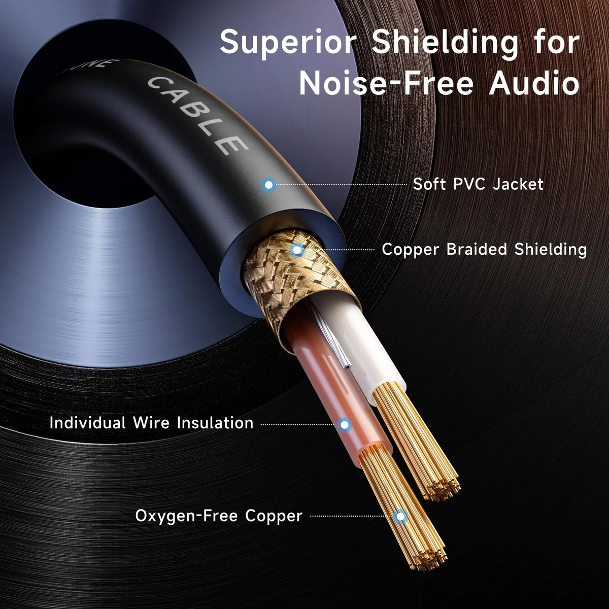 Cable Matters XLR cable gold-plated connector close-up — corrosion-resistant contacts