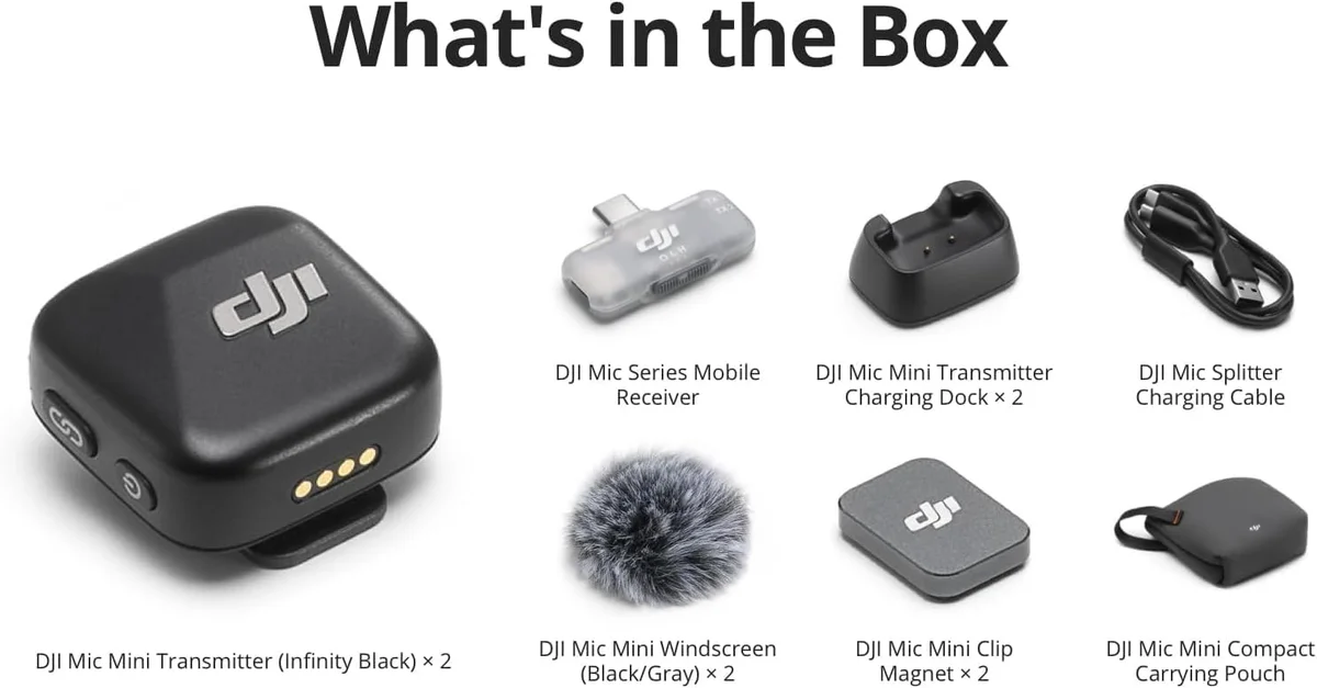 DJI Mic Mini receiver plugged into a smartphone — the intended use case
