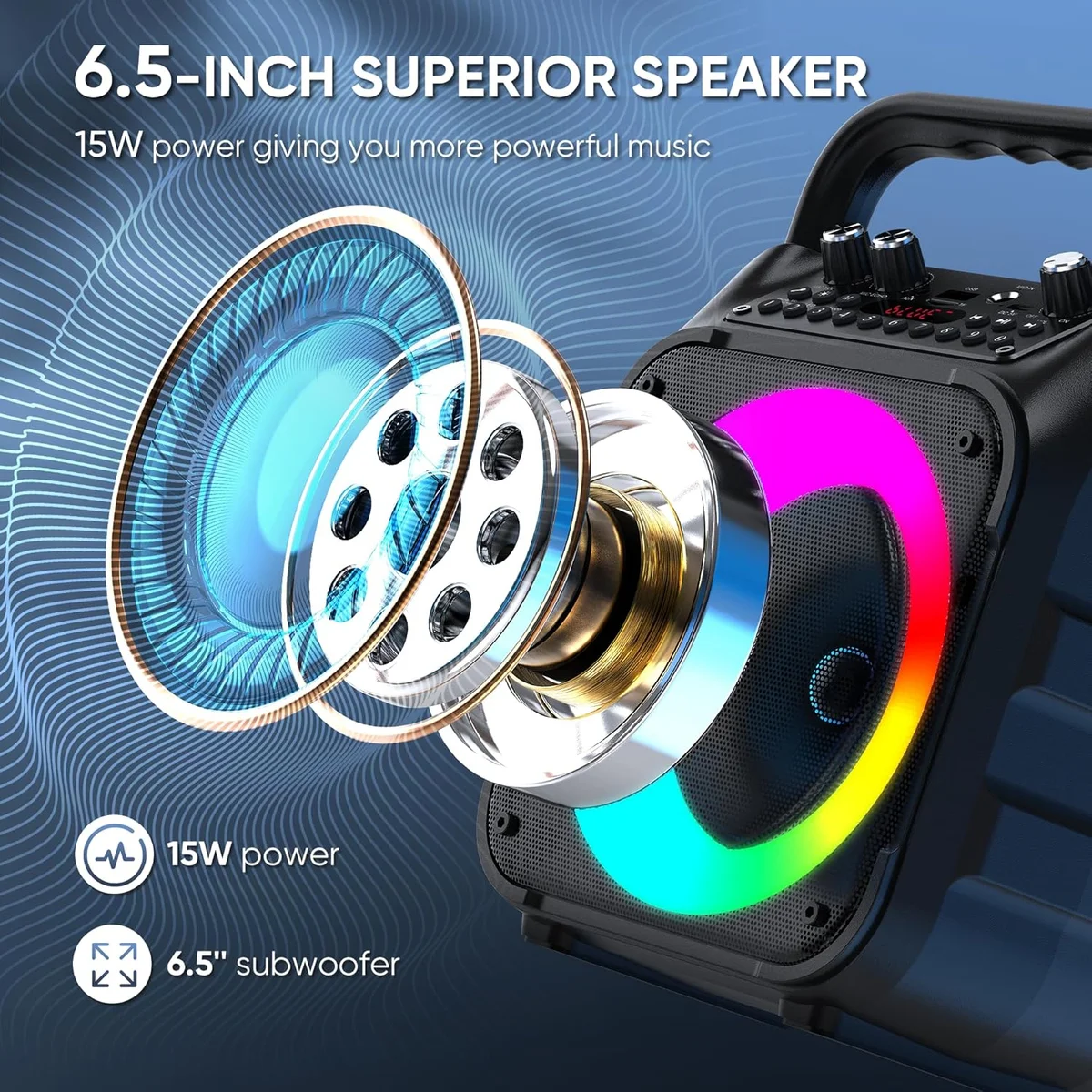 CYY Portable Karaoke Machine — complete system with dual wireless microphones