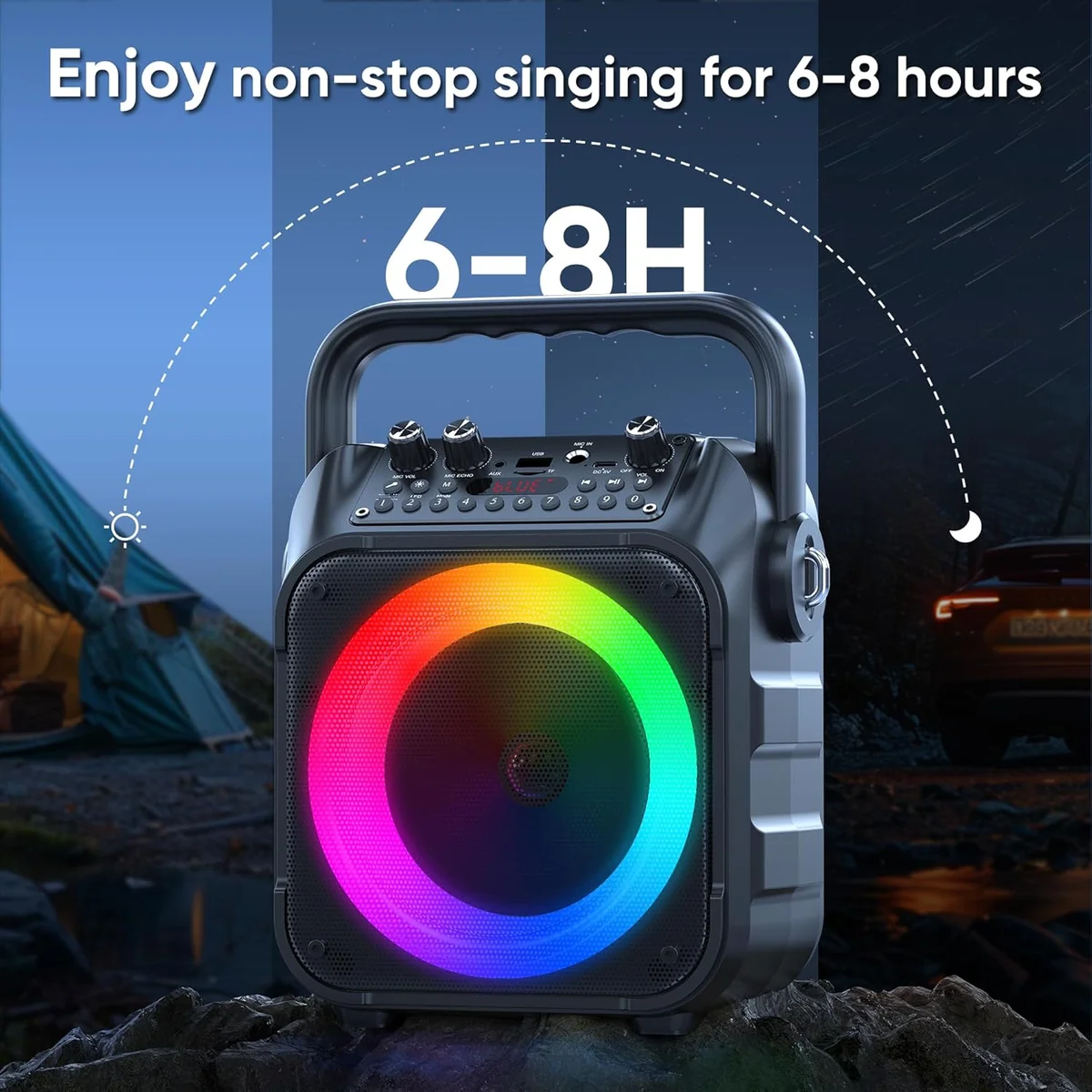 CYY karaoke machine portable design — carrying handle for room-to-room transport