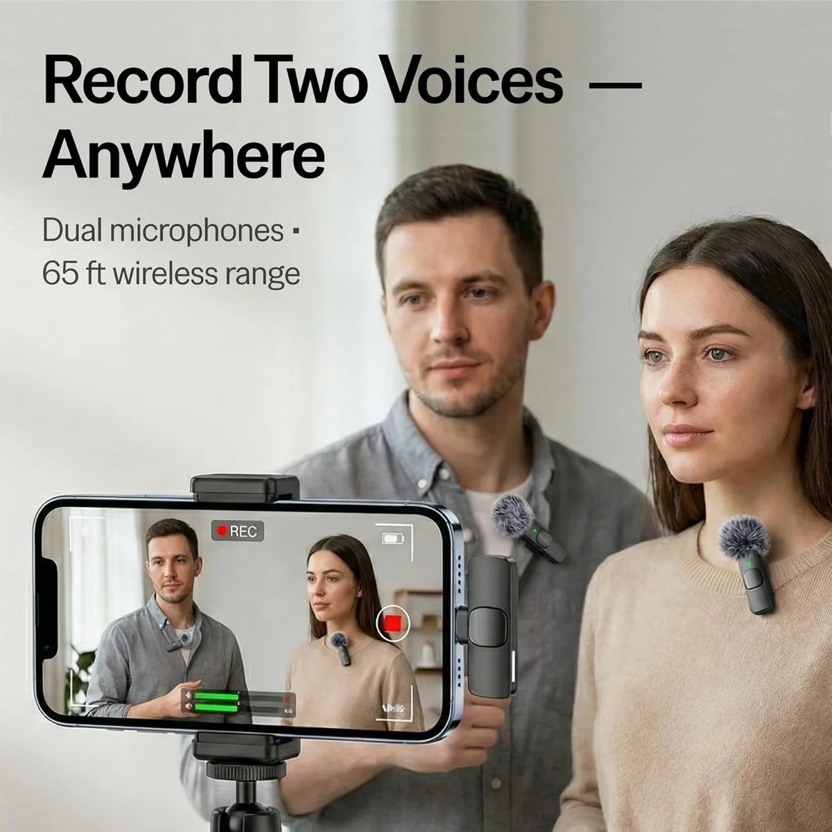 Mini Mic Pro clipped to clothing — compact wireless lavalier form factor