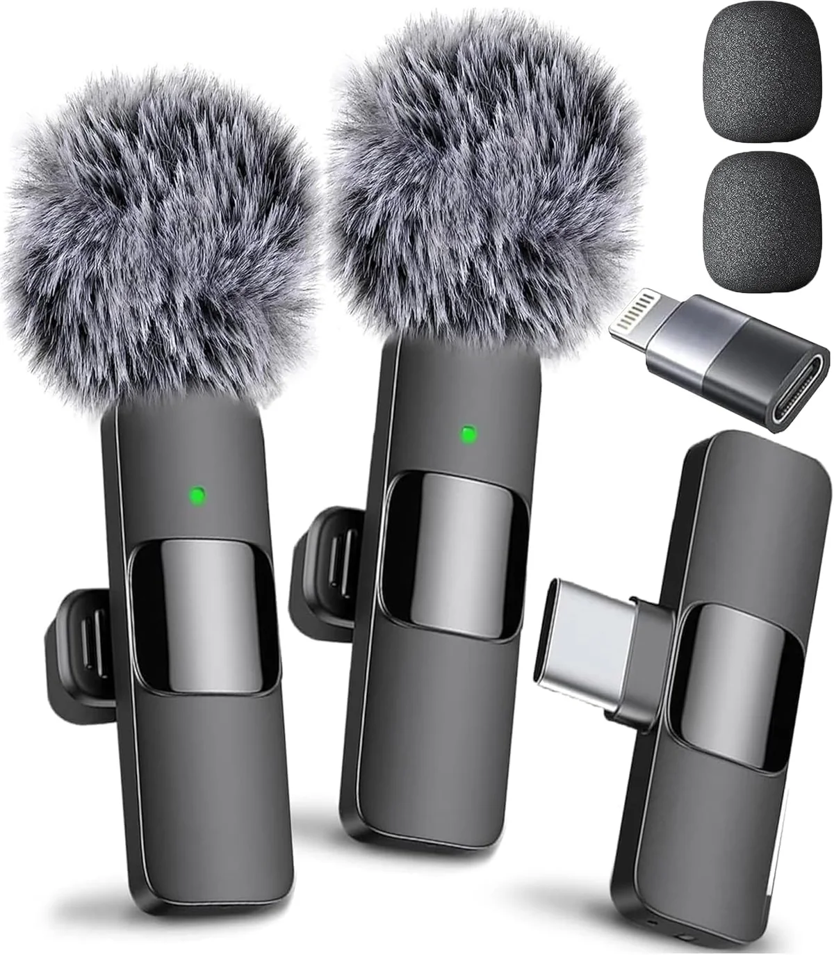 Mini Mic Pro packaging with included wind protection and dual adapters