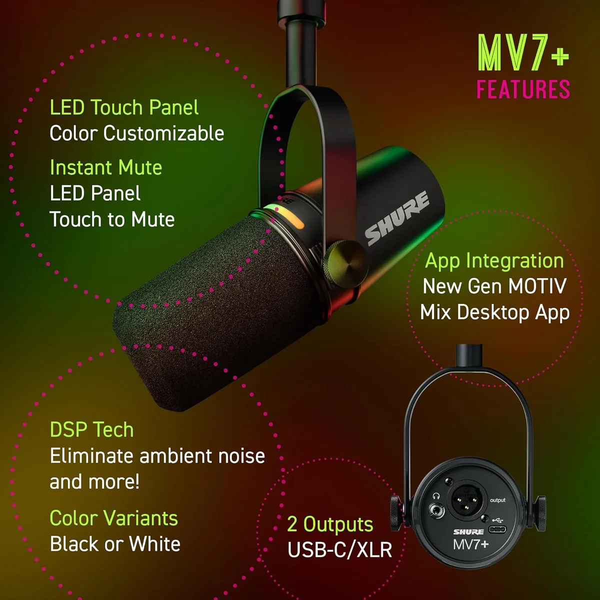 Shure MV7+ Podcast Microphone — runner-up pick