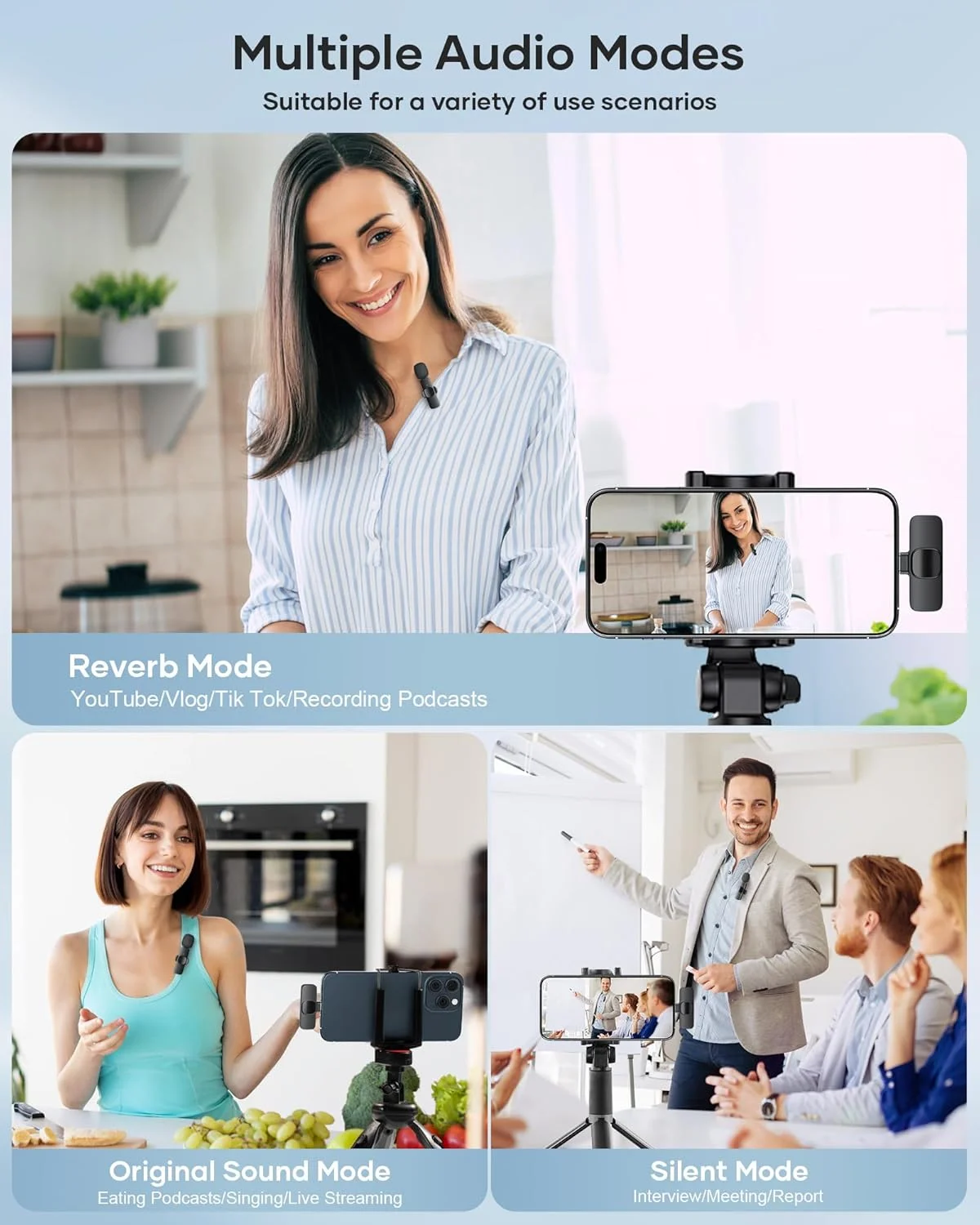 KUKIHO 2-pack wireless lavalier microphone system — both transmitters and receiver